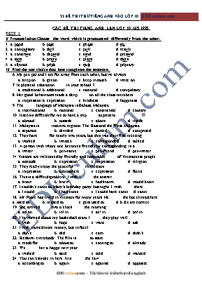 22 Đề thi thử vào Lớp 10 môn Tiếng Anh